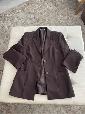 Ladies stretch Dark Brown Two-Button Blazer